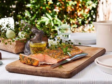 Lachs vom Grill an Orangen-Vinaigrette
